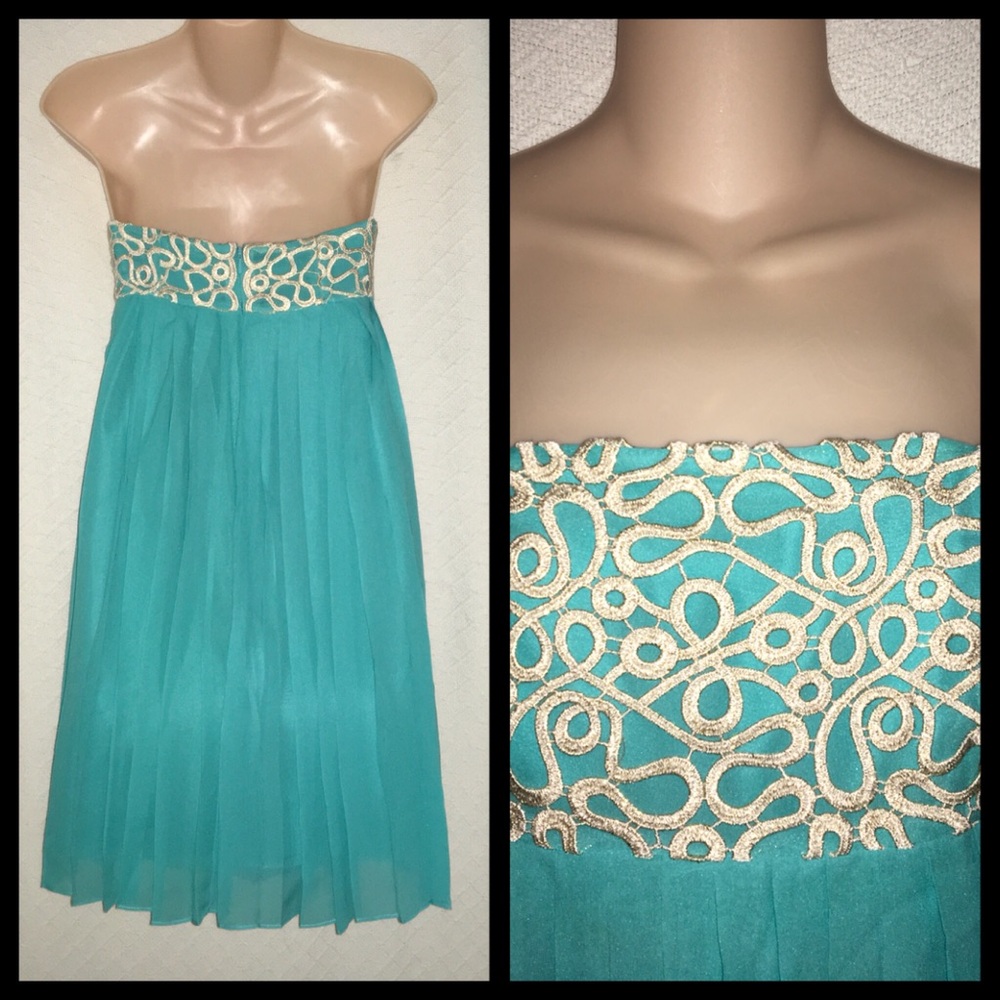 Lilly Pulitzer Dress Jillie Chiffon strapless Silk lined Sz 0 - Picture 2 of 4
